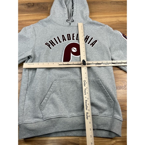 Philadelphia Phillies MLB Hoodie Sweatshirt Gray Pullover Baseball Patch - Picture 12 of 15